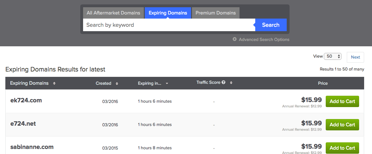 expiring domain search